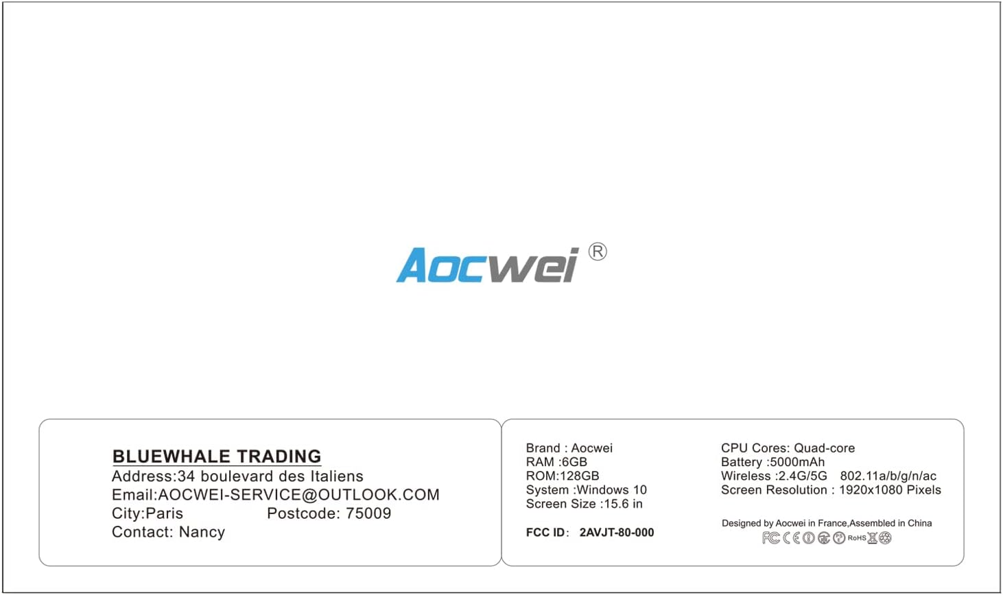 Aocwei PC Portatile 15.6 128 GB SSD Supporta lespansione Windows 10 Intel 6GB RAM Notebook 1080 FHD 2.4G+5G WiFi BT 4.2 USB HDMI con adesivi per tastiera Italiana mouse senza fili-Argento