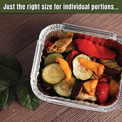 Party Bargains 100 Pack 1Lb Aluminum Pan With Plastic Lids, 5.5 X 4.5 Inch Aluminum Foil Take-Out Containers, For Catering, Baking Small Goodies, Roasting Food #TOP3