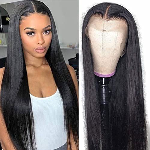 HD Transparent 13X4 Lace Front Wigs Stright for Black Women 180% Density 9A Brazilian Virgin Human Hair HD Transparent Pre Plucked With Baby Hair Natural Color 18 Inch