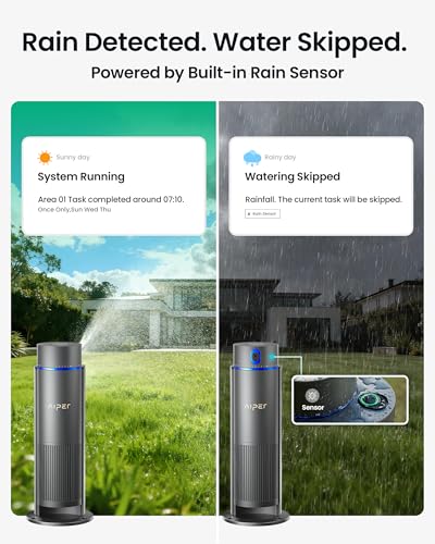 Image of Aiper IrriSense 2 Smart Irrigation System, 4-in-1 Multi-Zone Watering Device, App Control, Smart Scheduling, Garden Sprinkler with Rain Sensor, for Lawns up to 4,800 sq.ft.-Yellow