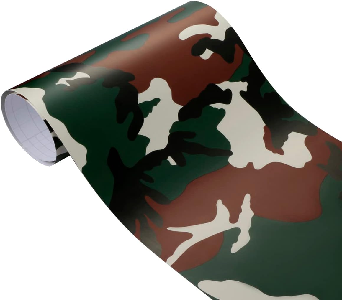Queenbox 19.7x39.4in Camo Camouflage Car Vinyl Film Wrap Adhesive Decal Sticker Air Bubble Free DIY, Military Green