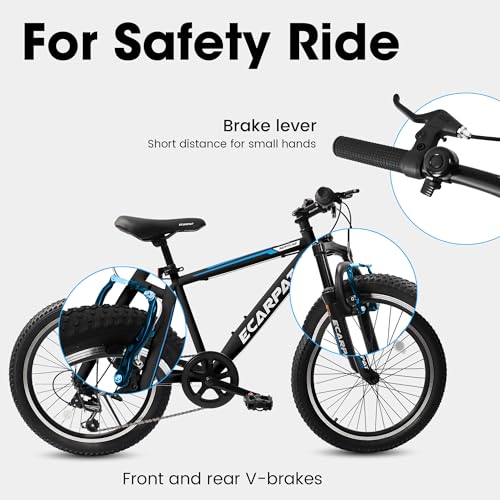 Image of Ecarpat 20 inch Kids Mountain Bike for Boys Girls 7-15 Years Old, All Terrain Mountain Bikes 7-Speed with Mechanical Disc Brakes Front Suspension, Mountain Bicycle Gift for Boys and Girls