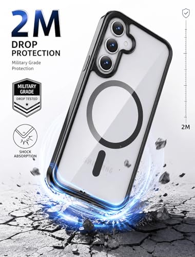 Image of ArmourPro MagSafe Compatible Case for Samsung Galaxy A26, Magnetic Wireless Charging Back Cover with Clear Back, Flexible TPU Bumper, Camera Protection | Black