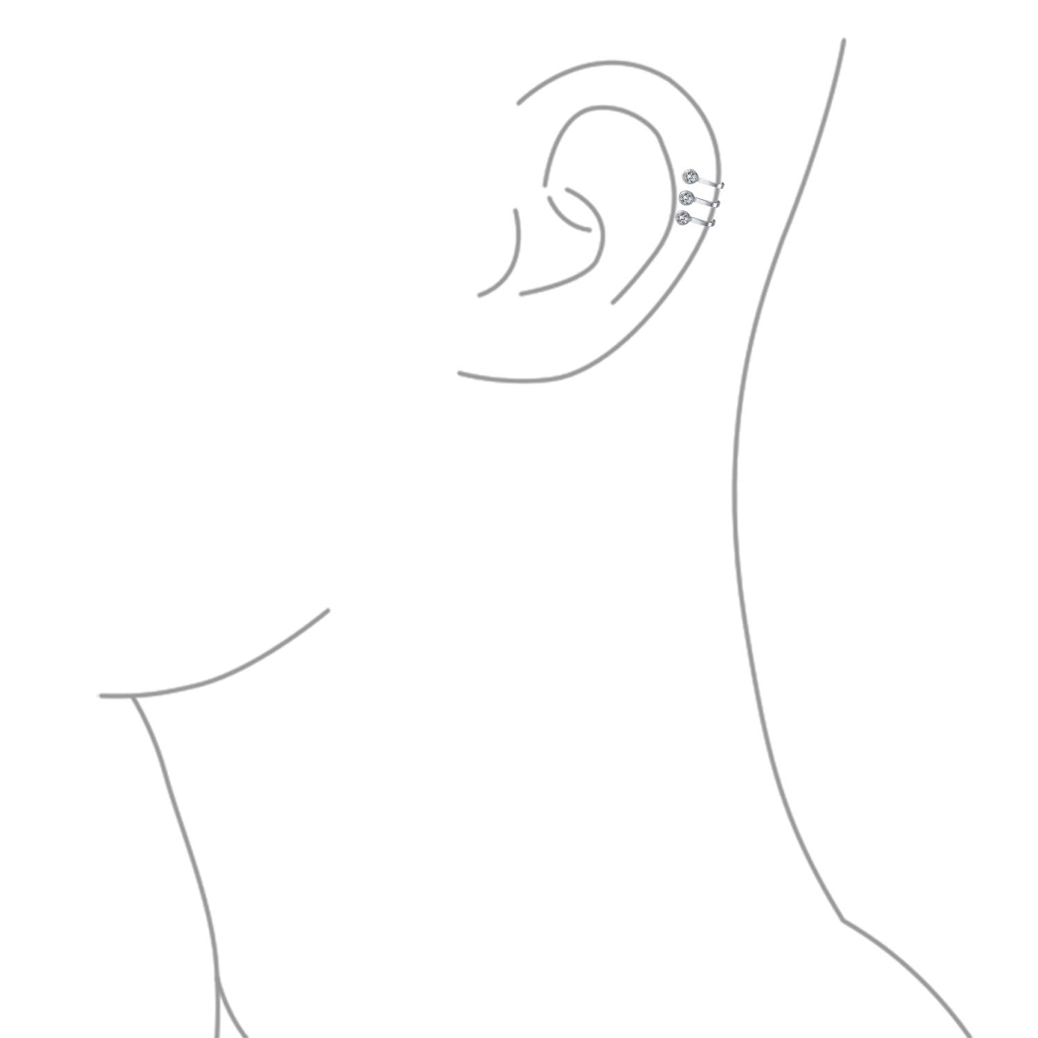 Minimalistische Geometrische Drei CZ Lünette Wrap Helix Streifen Linie Dreifachband Knorpel Ohrmanschetten Ohrringe Gelbgold Plattiertes .925Er Sterlingsilber