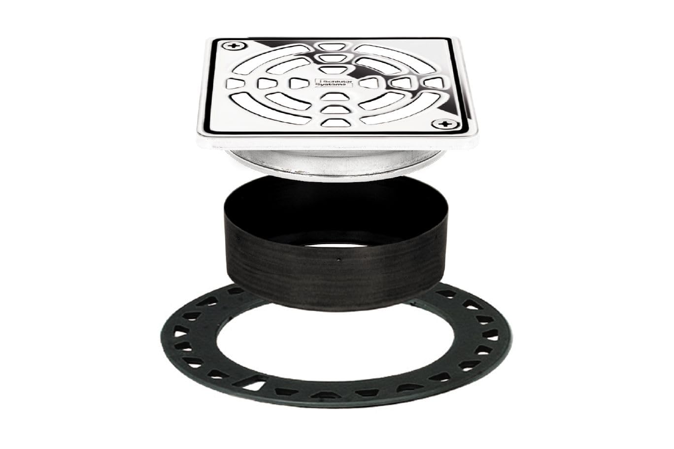 Schluter Kerdi-Drain Classic Shower Grate Kit with Integrated Slope Bonding Flange - Ideal for Tile Showers - 4" Grate Size, Square, Chrome Grate Finish - KD4GRKEP