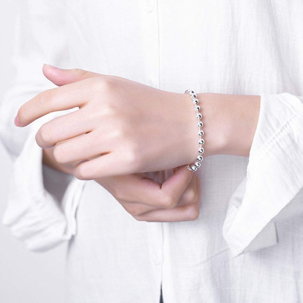 Girls Accessories Bracciale in Argento Sterling 925 Vintage per Donna Perline Rotonde Lucide semplici Fascino Classico per Gioielli Spiaggia Estiva Birthday Gift