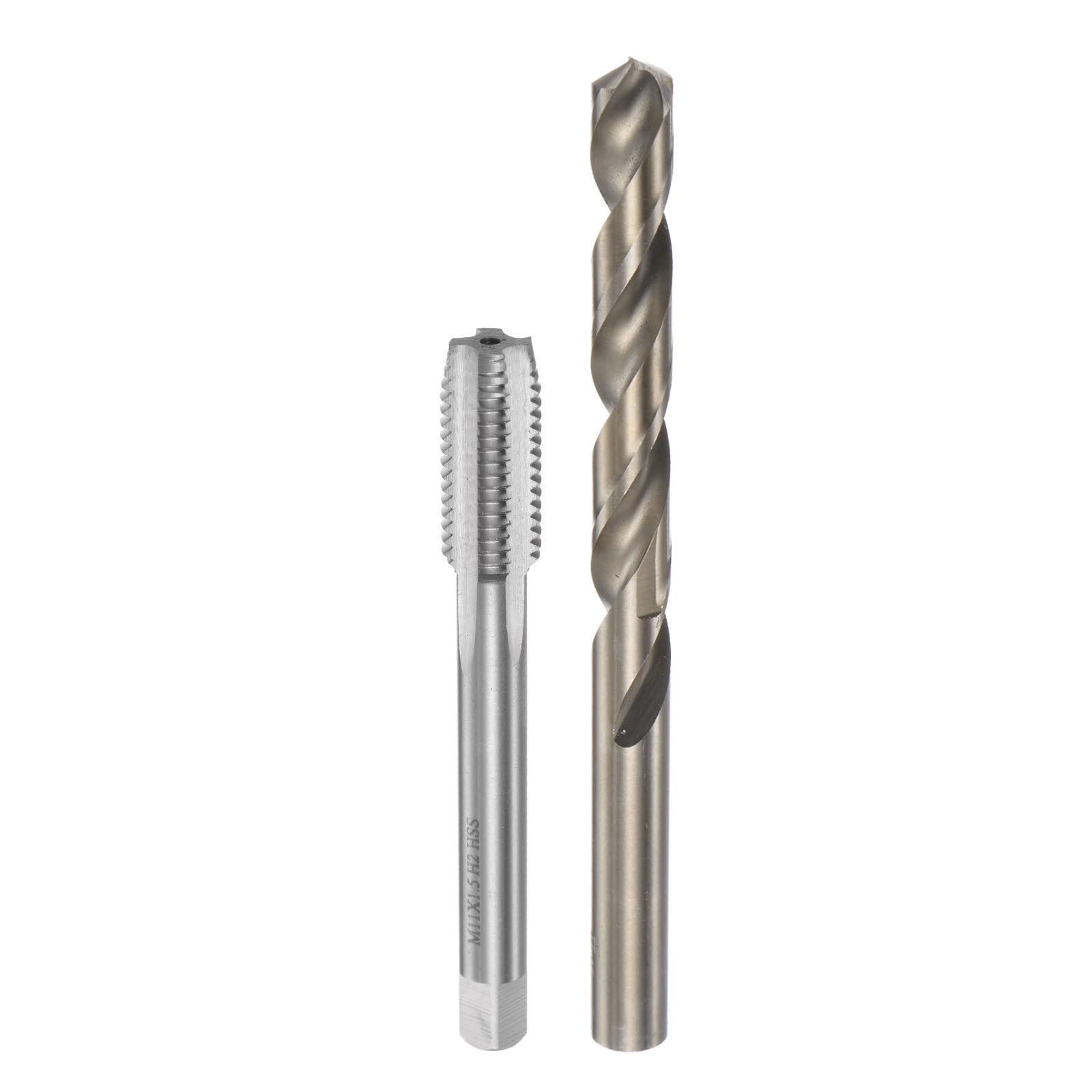 sourcing map Tap & Bit Sets, M11 x 1.5 H2 Straight Flute Machine Thread Milling Tap, 9.5mm M35 Cobalt High Speed Steel (HSS-CO) Twist Drill Bit