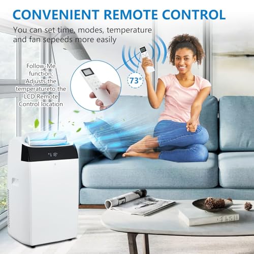 Image of 14000 BTU Portable Air Conditioners with Remote Control, 3-in-1 Free Standing Cooling AC Unit with Fan & Dehumidifier, Cools Room up to 750 sq.ft,Sleep Mode,3 Speed,Auto Swing,24H Timer
