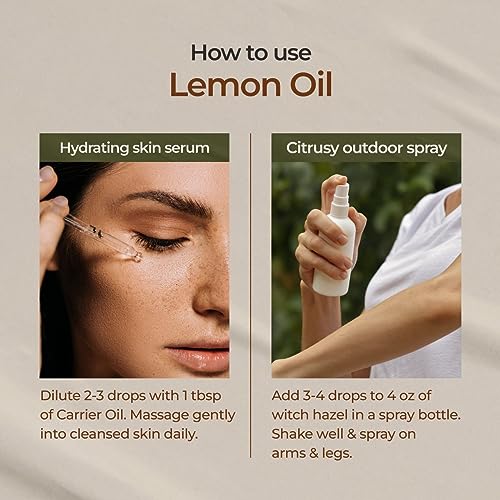 Gya Labs Lemon Essential Oil For Diffuser - 100% Pure Therapeutic Grade Essential Oil Lemon Oil For Skin - Lemon Essential Oil For Cleaning - Lemon Oil Essential Oil For Aromatherapy (0.34 Fl Oz) #TOP6