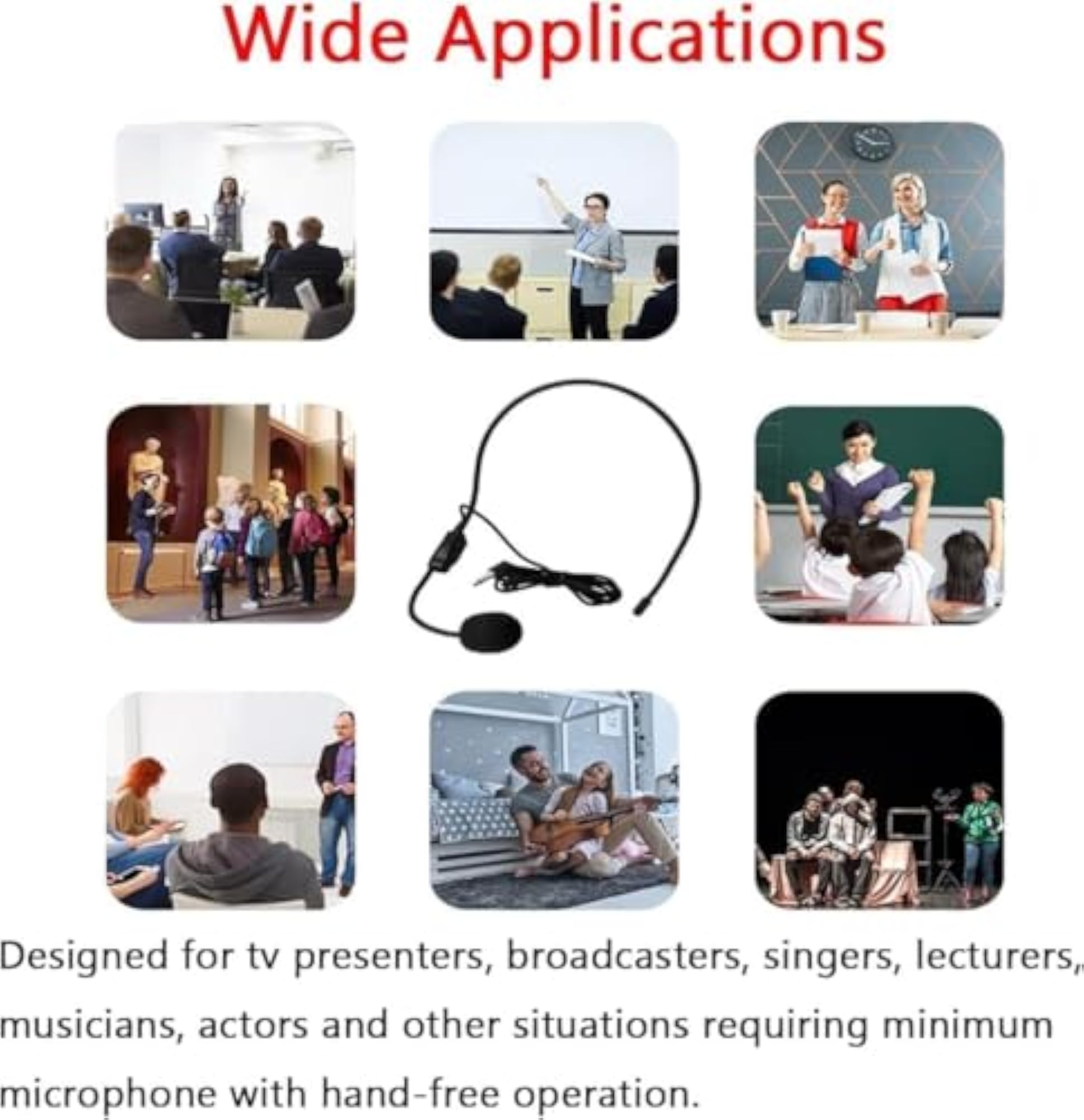 3.5mm Headband Unidirectional Microphone, Wired Plug & Play