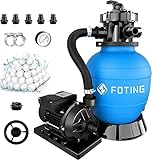 FOTING Sand Filter Pump for Above Ground Pool with Timer, 6-Way Valve Pool Sand Filter System, Enhanced Circulation for Crystal-Clear Pool, 12in, 1/2HP 3000GPH for Pools Up to 8000GAL