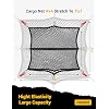 AUTOWN Cargo Net for Pickup Truck Bed - Stretchable 4'x4' to 7'x7', High Elastic Fine Mesh 1''x1'' with 8 Metal Carabiners - Ideal for ATV, SUV, UTV, Truck and Boat Use (Double Layer)
