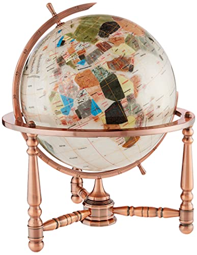 Unique Art Since 1996 330 Mngt Pearl Copper Desktop Gemstone Globe #TOP12