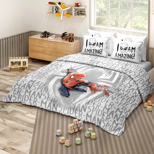 Image of Sassoon Marvel Spiderman Amazing Digital Printed 100% Cotton Bedsheet with 2 Pillow Covers in 300TC