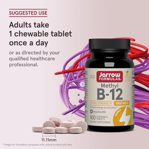 Jarrow Formulas Methyl Vitamin B-12 1000 mcg, 100 Chewable Tablets, Lemon Flavored- Bioactive B12 Vitamin - Supports Cellular Energy Production, Brain Health & Metabolism - 100 Servings - image 6