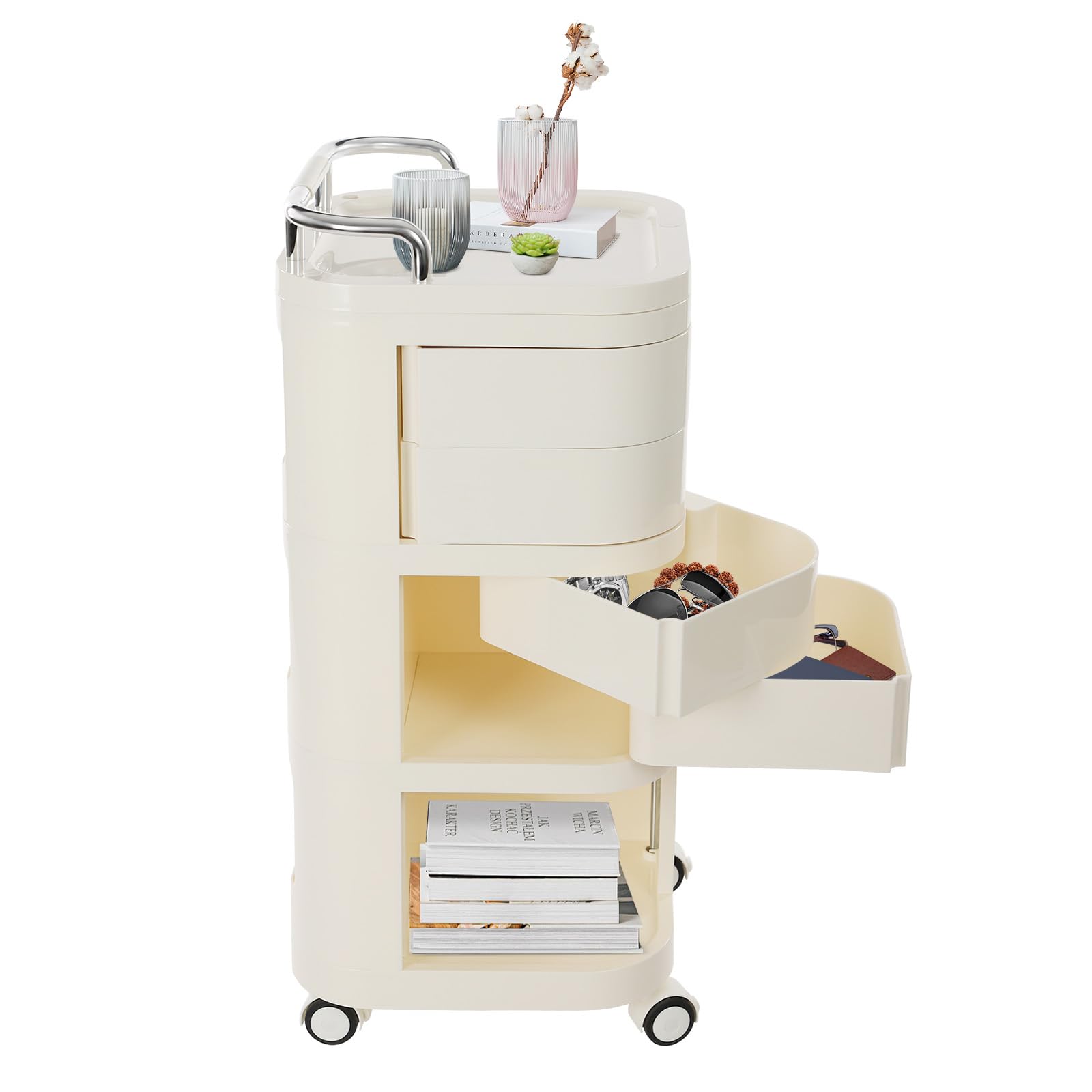 awolsrgiop 3 Tier Storage Cart, Movable Utility Storage Cart Rolling Utility Cart with Drawers Storage Rack with Wheels Mobile Trolley Cart for Homes,