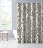 VCNY Home Floral Burst Collection Bathroom Shower Curtain-Embossed Texture-Machine Washable, 72' x 72', Taupe