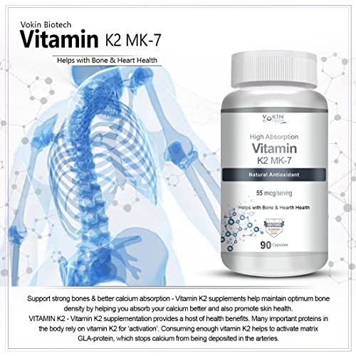 Image of Vokin Biotech Vitamin K2 MK-7- Support Bone & Heart Health - 55mcg - (90 Capsules)