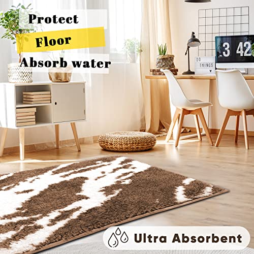 Elehold 32 X 20 Bathroom Rug Non Slip Bath Mat For Bathroom Brown Water Absorbent Soft Microfiber Shaggy Bathroom Mat Machine Washable Bath Rug For Bathroom Thick Plush Rugs For Shower #TOP2