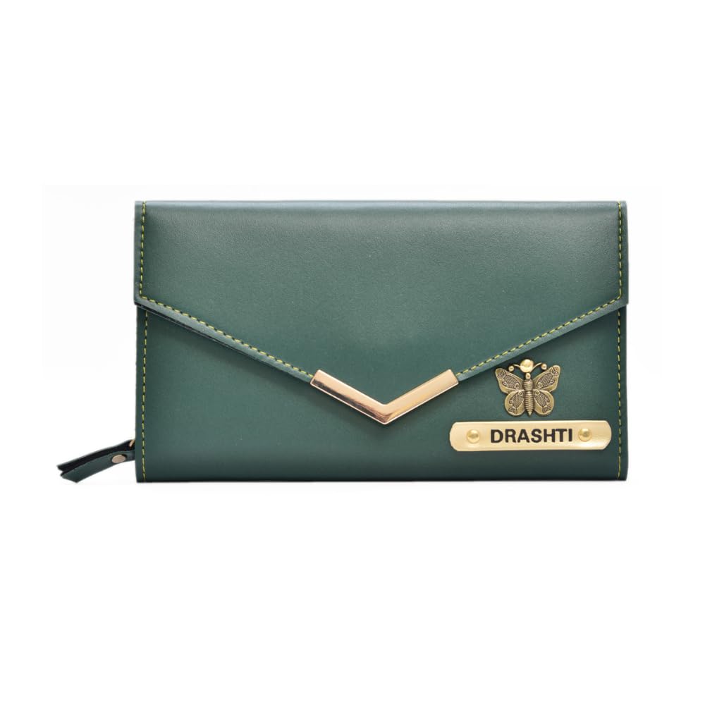 your gift studio Customized Leather Purse for Women | Personalized Ladies Purse for Girls | Leather Handbag, Customized, Clutch for Ladies, Wife and Mother (Olive Green)-picture-28