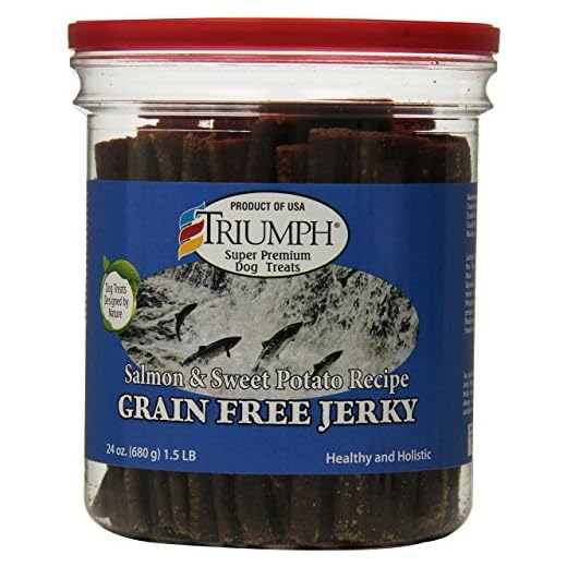 Truimph Super Premium Dog Treats 00851 Dog Salmon & Sweet Potato Jerky, 24-Ounce 1.5 Pounds