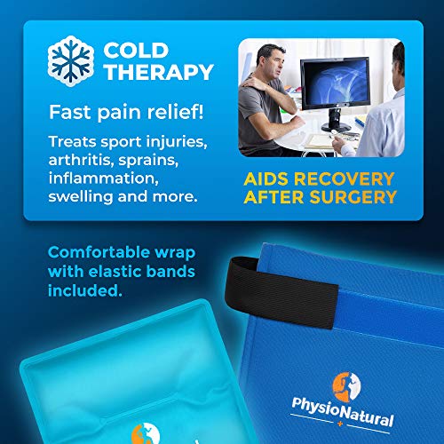 Universal Large Flexible Gel Ice Pack & Wrap - Cold Therapy For Your Hips, Shoulders, Elbow, Back, Knees – Instant Pain Relief For Injuries, Recovery, Swelling, Aches, Arthritis, Bruises & Sprains #TOP1