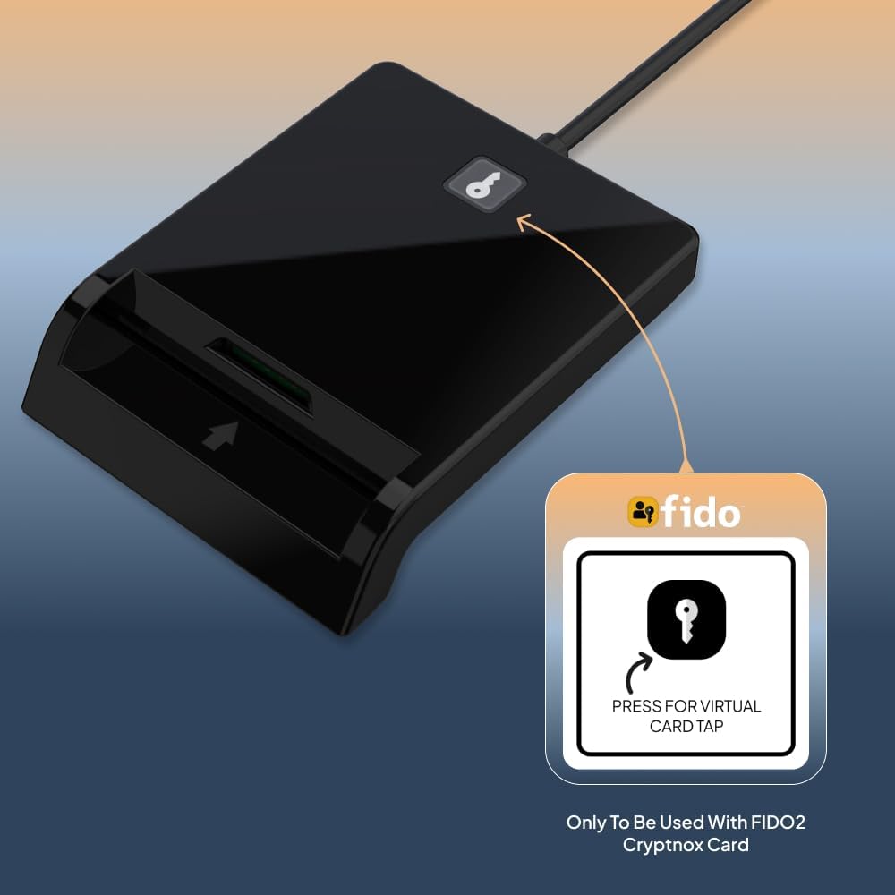 FIDO2 NFC Sicherheitsschlüssel + USB-A Smartcard-Leser | Bundle aus FIDO2-NFC-Smartcard für Passkeys und MFA plus USB-A-Kontaktleser für ISO 7816, CAC, PIV und eID