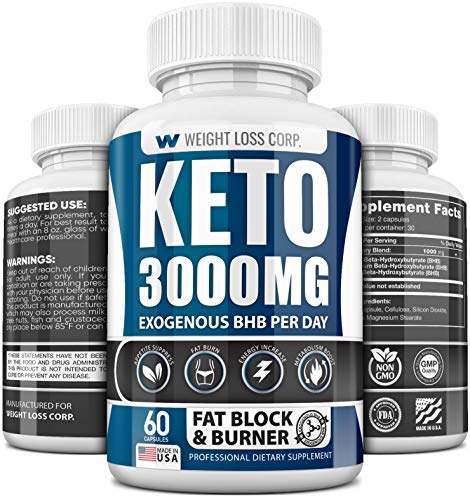 Keto Diet Pills - 3000MG - Exogenous BHB - Made in USA - Professional Certified Facility - 60 Capsules of Ketosis Supplement - Best Ketogenic Supplement for Women & Men