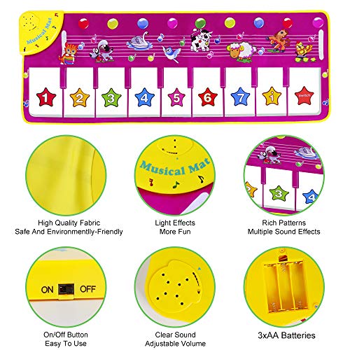 m zimoon dansmat, piano mat voor kinderen toetsenbord tapijt touch speelmatten kinderen vroege educatieve muzikale mat… - Image 6