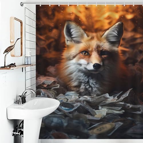 Rideau de douche renard 143x180cm imperméable en polyester doux