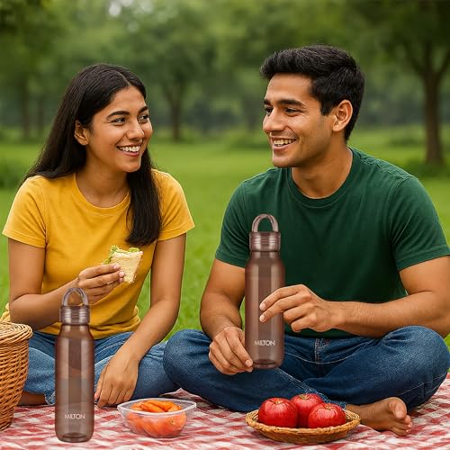 Image of MILTON Fashion 750 Pet water bottle, 670 ml|Tritan Plastic|Leak-Proof, BPA-Free, Sturdy Handle|Reusable Water bottle for fridge|Perfect for Office, Travel, Gym Tumbler Bottle for Men and Women, Brown