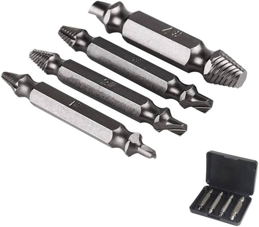 4 Pcs Stripped Screw Extractor Extractor Screw r Set for House Construction Work Resistance Easy Out Extractor Set