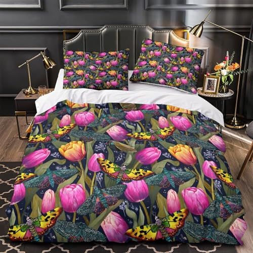 Housse de couette branche florale microfibre 260x220 cm