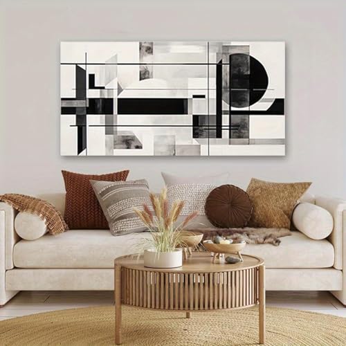 Toile murale géométrique abstraite moderne affiche noir et blanc peinture salon encadrée
