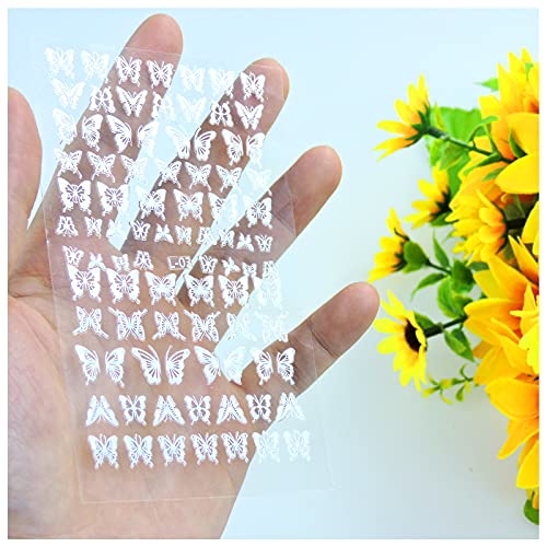 Andiker 8 Sheets Nail Art Stickers, Metallic Butterfly 3D Adhesive Stickers Luxury Gold And Silver Girl Women Diy Nail Decals For Acrylic Nails #TOP4