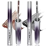 2Pcs Iron Wand Mascara, Metal Mascara Wand, Black Washable Metal wand mascara, 3d Curling Eyelash, Added Fiber, Waterproof Natural Length Slim Volume Building, Long-Lasting Smudge-Proof (Brown, Black)