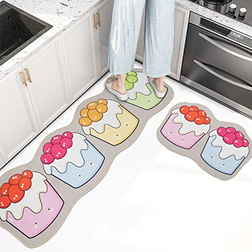 Image of Home Cloud Rubber 6mm Fruit Printed Thick Anti Slip, Washable, Big Size, Printed, Designer Folding Kitchen Mat for Floor Home Bedroom - , Standard Size (41 x 122 cm 41 x 61 cm)