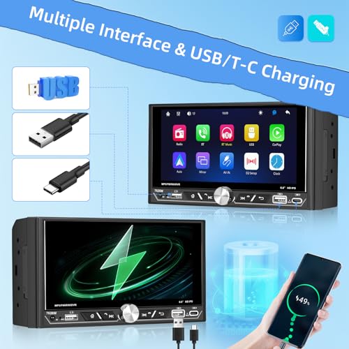 Stereo doble din con pantalla táctil HD 6.8 pulgadas miniatura 6