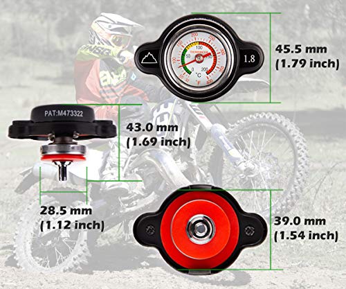 Summit High Pressure Radiator Cap with Temperature Gauge - 1.8 kg (1.8 Bar, 25.6psi), Fits KTM 250 SX 2017-2019 and Husqvarna FC 250/350/450 2016-2017