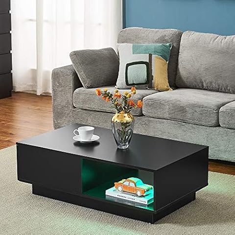 Panana Wooden Coffee Table with LED Lighting Cover
