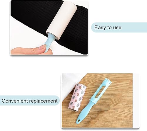 Miniatura 4 de Juego de 2 rodillos de 4 repuestos, mini rodillos portátiles para pelusas, rodillos de pelusa adhesivos desgarrables para pelo de mascotas, polvo,