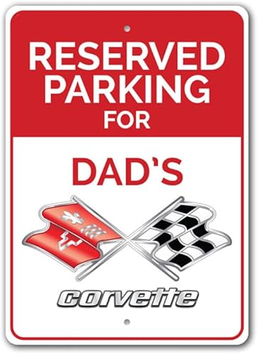 Miniatura 1 de Letrero de Chevy Corvette de estacionamiento reserved Parking, novedoso letrero de automóvil, letrero de garaje de metal, 8 x 12 pulgadas