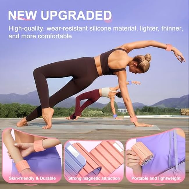 Wrist Weights, Ankle Weights for Women, 2 Pack (1.1LB Each)¨CStackable Magnetic, Silicone (Waterproof), Non-Slip, Easy Wear, Adjustable (Men & Women), Ideal for Jogging/Yoga & More, Great Gift