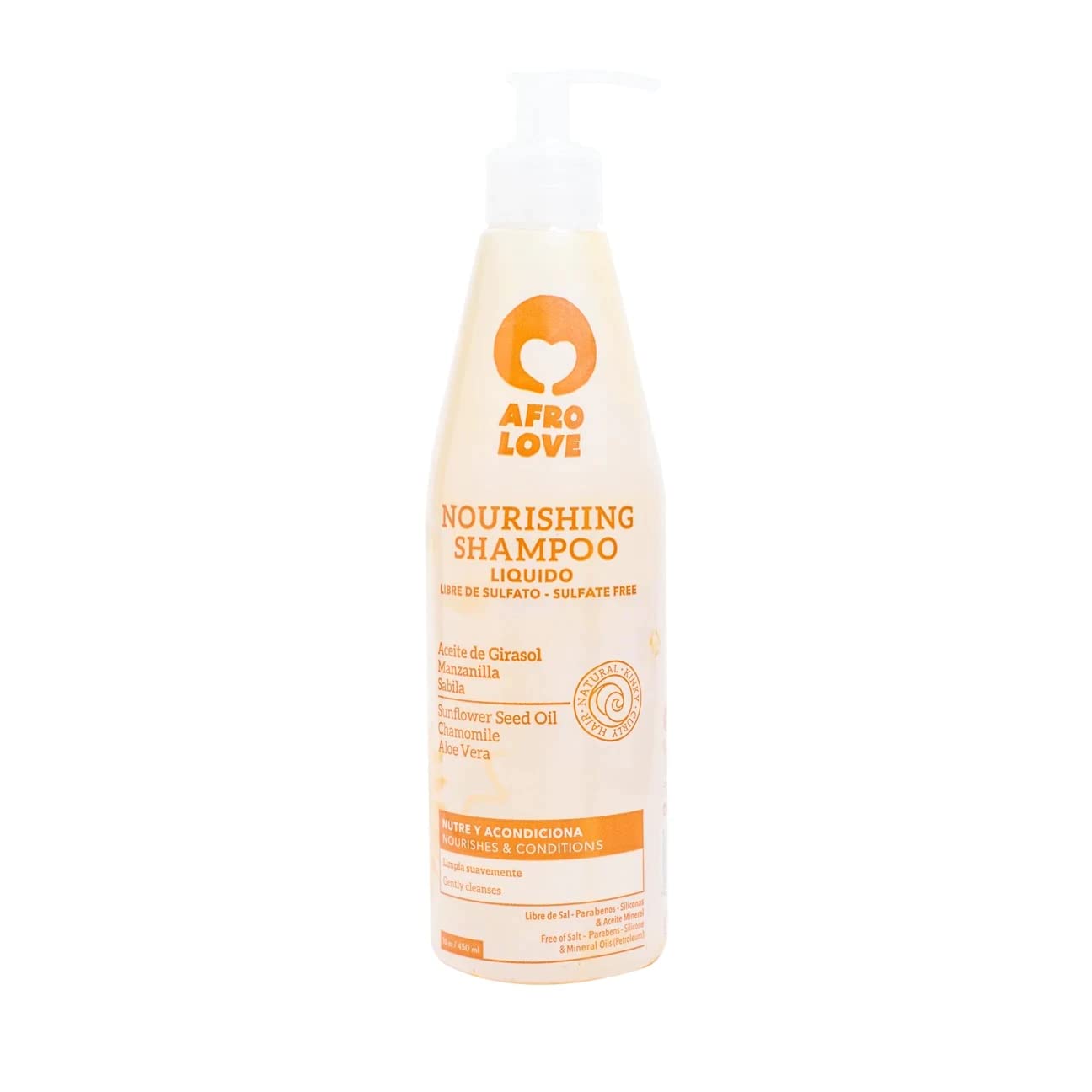 Afro Love Nourishing Shampoo 16oz – Hydrating & Gentle Cleanser for Curly, Kinky, & Coily Hair – Sulfate-Free, Paraben-Free, with Sunflower Seed Oil, Chamomile & Aloe Vera – Softens & Restores Shine