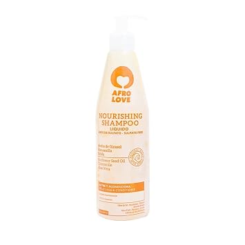 Afro Love Nourishing Shampoo 16oz Hydrating & Gentle Cleanser for Curly, Kinky, Coily Hair Sulfate-Free, Paraben-Free, with Sunflower Seed Oil, Chamomile & Aloe Vera Softens & Restores Shine
