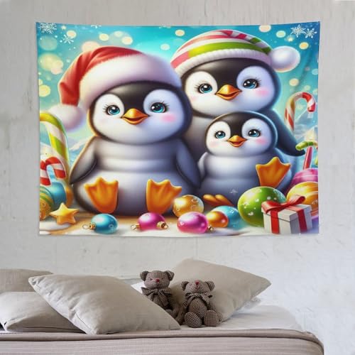 Tapisserie pingouin 150x200cm pour chambre d'enfant cocooning