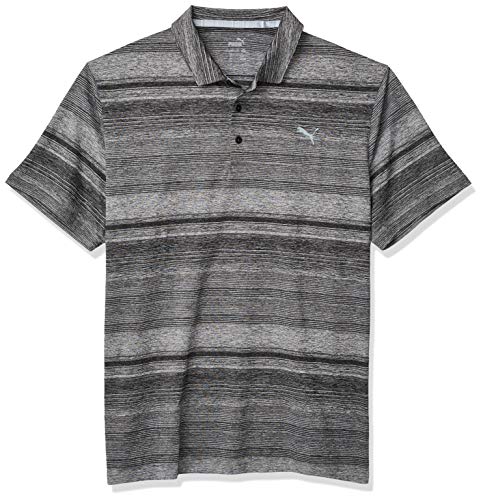 PUMA Golf 2020 Men's Variegated Stripe Polo, Puma Golf Black Heather, Medium