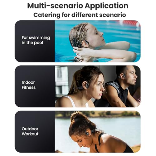 LazyGoose Swimming Headphones, IP68 Waterproof Bone Conduction Headphones,Open Earphones 32GB Memory with Bluetooth Sport Headsets for Swimming Pool Running Cycling-Black — view 5