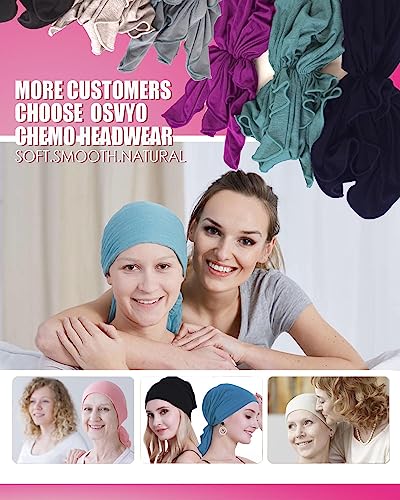 Osvyo Bamboo Chemo Headscarf For Women Hair Loss - Cancer Slip On Headwear Turbans Sealed Packaging Indigo Blue #TOP6