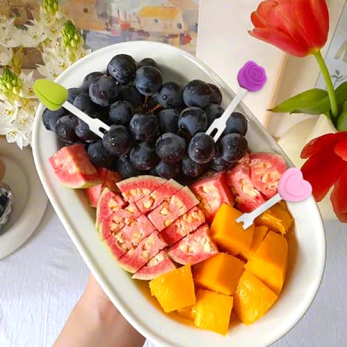 Miniatura 6 de Tenedores De Frutas De Acero Inoxidable, Mini Palillos De Dientes Reutilizables Decoración Delstahl Piekser Con Decoración De Silicona, Picks Food Picks Fácil De Limpiar Palillos De Dientes De Colores